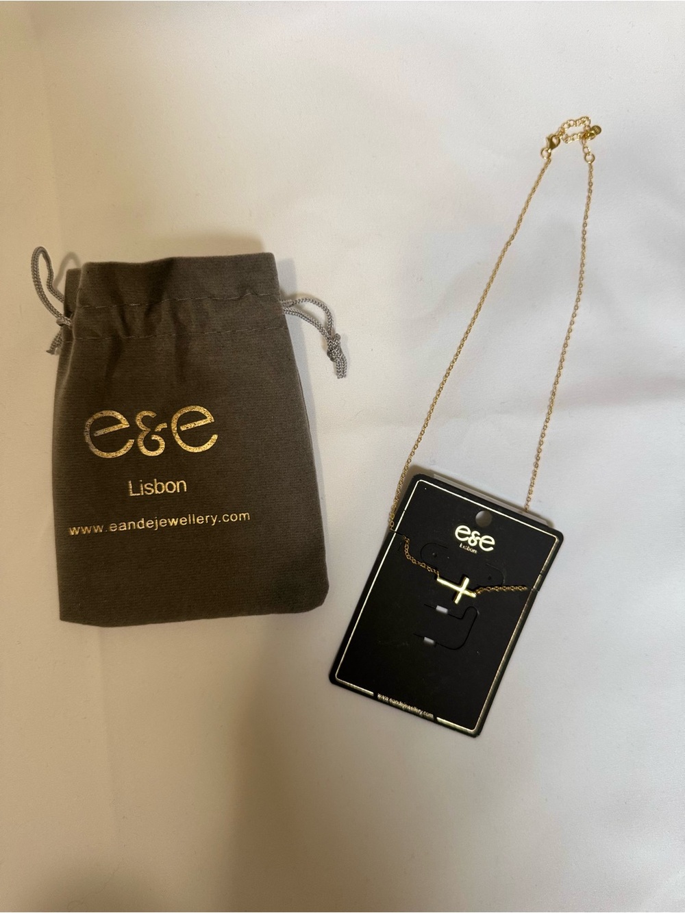 e&e Lisbon Gold Cross Necklace